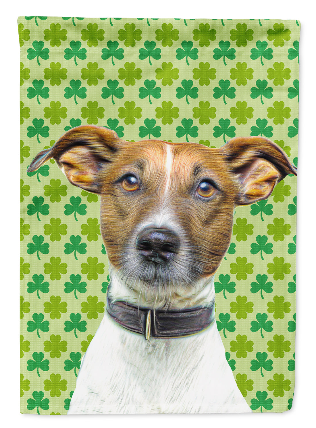 St. Patrick&#39;s Day Shamrock Jack Russell Terrier Flag Canvas House Size KJ1197CHF