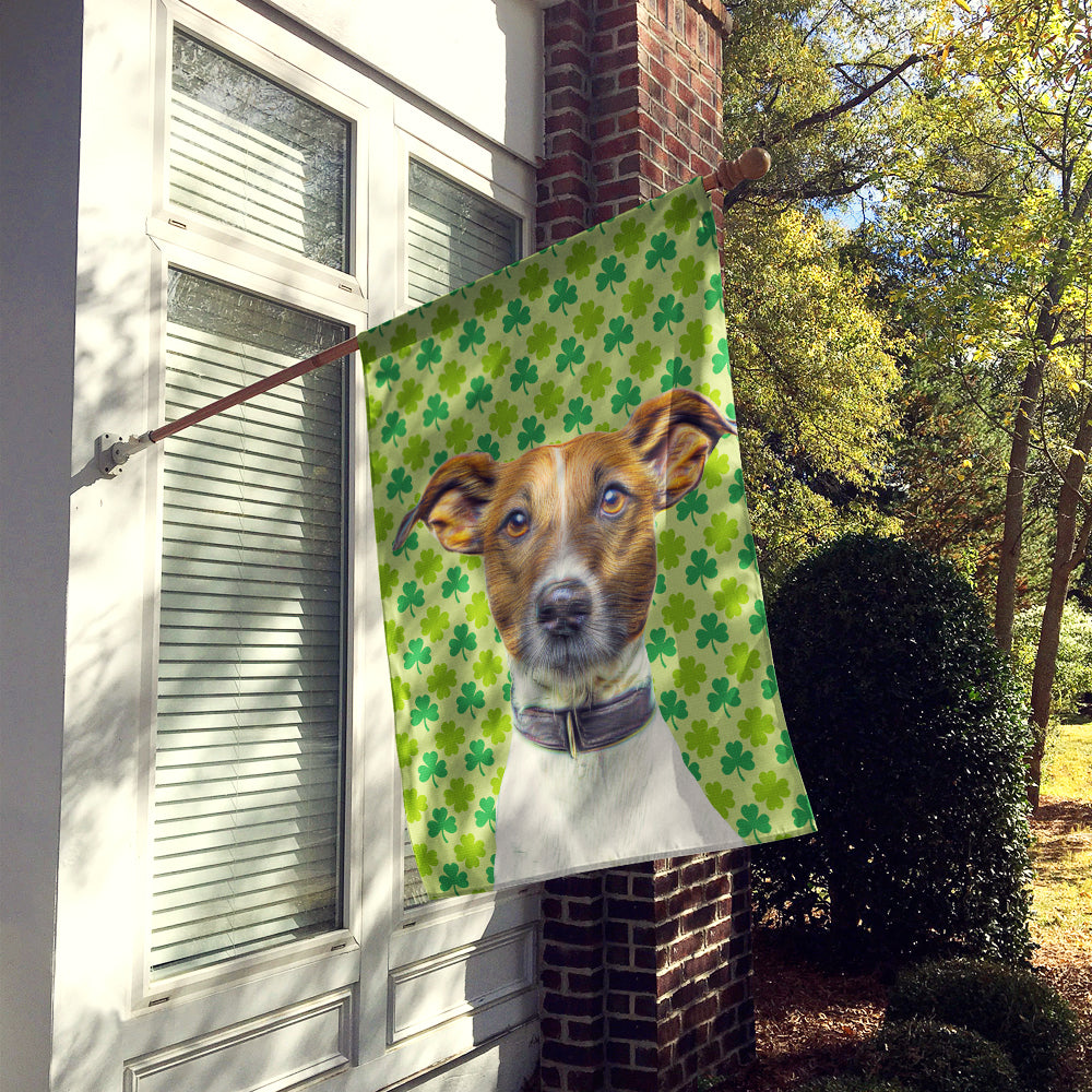 St. Patrick's Day Shamrock Jack Russell Terrier Flag Canvas House Size KJ1197CHF  the-store.com.