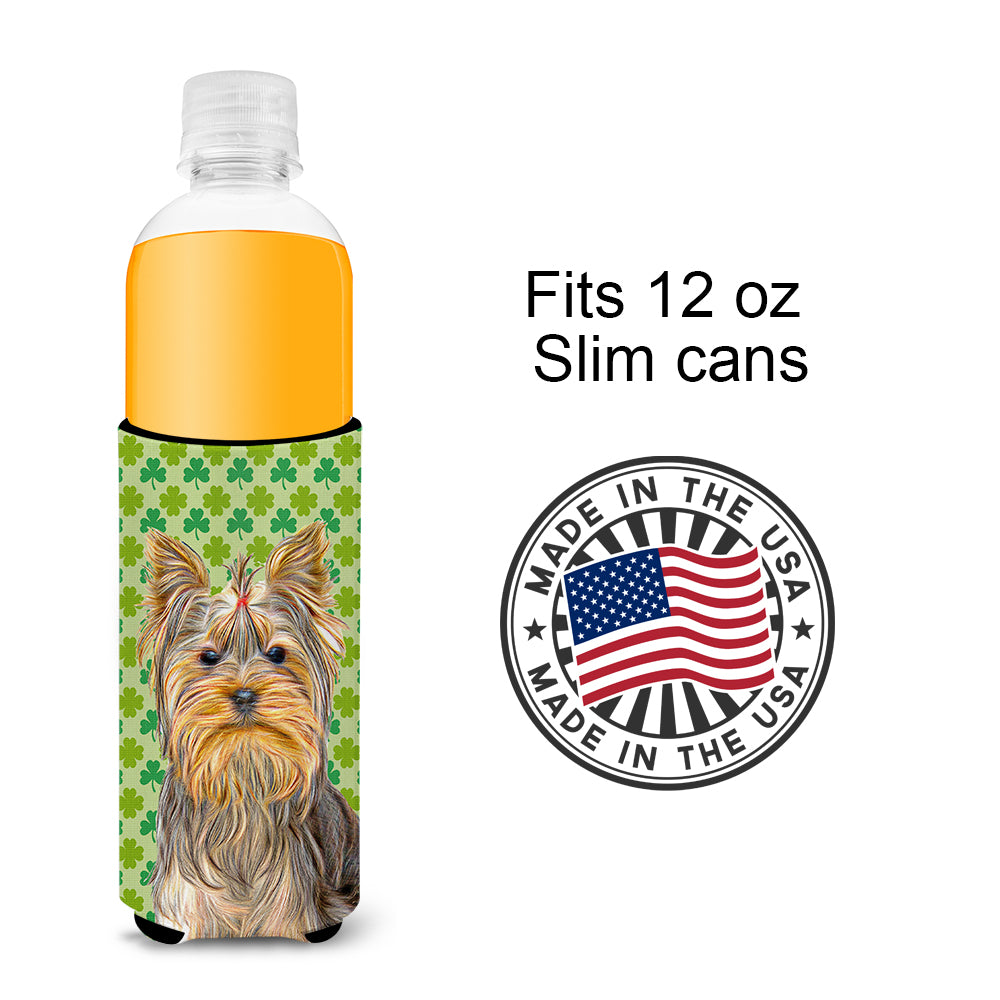 St. Patrick's Day Shamrock Yorkie / Yorkshire Terrier Ultra Beverage Insulators for slim cans KJ1198MUK.