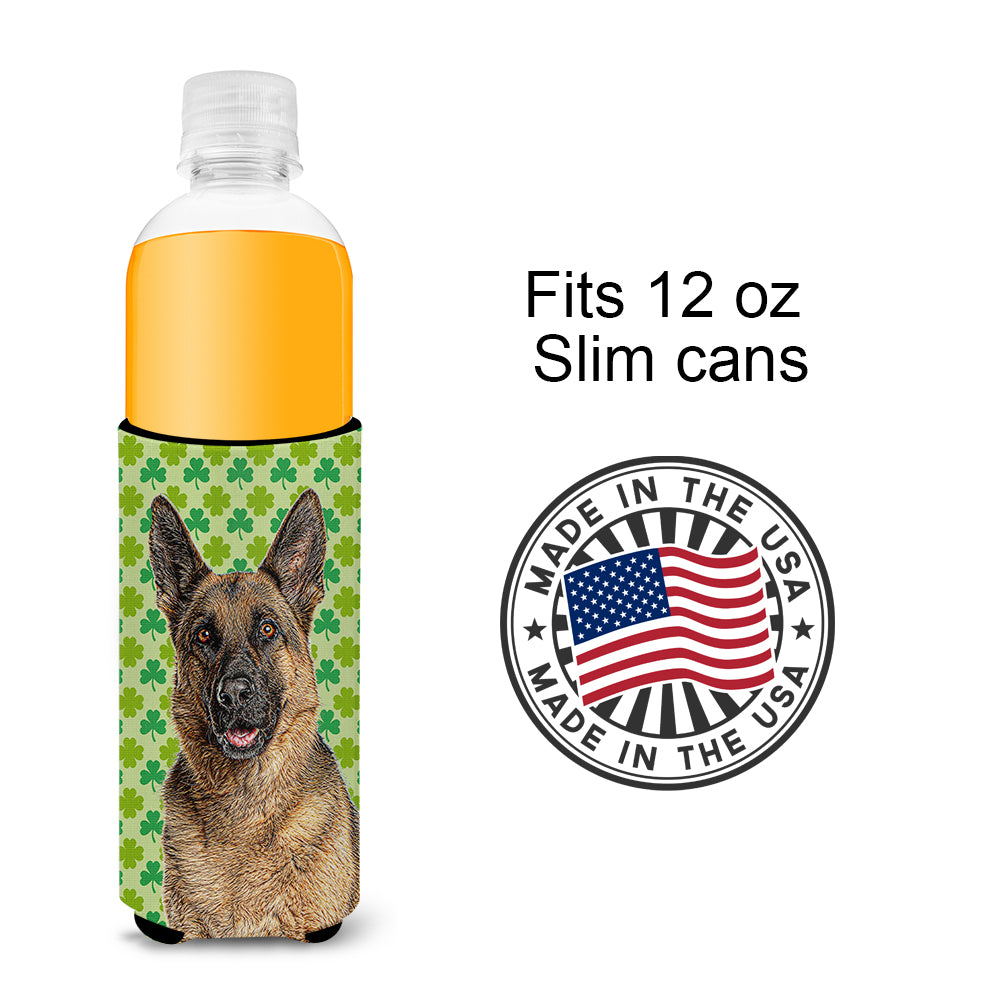 St. Patrick's Day Shamrock German Shepherd Ultra Beverage Insulators for slim cans KJ1201MUK.