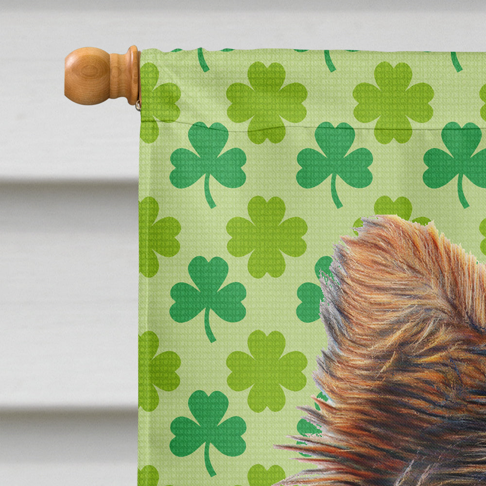 St. Patrick's Day Shamrock Yorkie Puppy / Yorkshire Terrier Flag Canvas House Size KJ1202CHF  the-store.com.