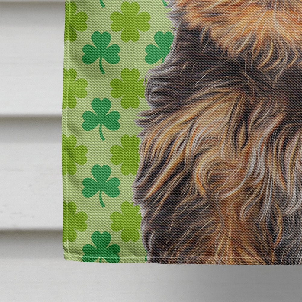 St. Patrick's Day Shamrock Yorkie Puppy / Yorkshire Terrier Flag Canvas House Size KJ1202CHF