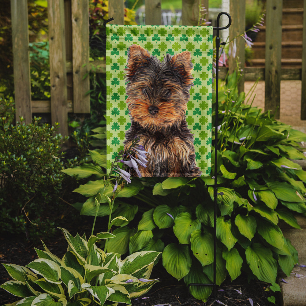 St. Patrick's Day Shamrock Yorkie Puppy / Yorkshire Terrier Flag Garden Size KJ1202GF