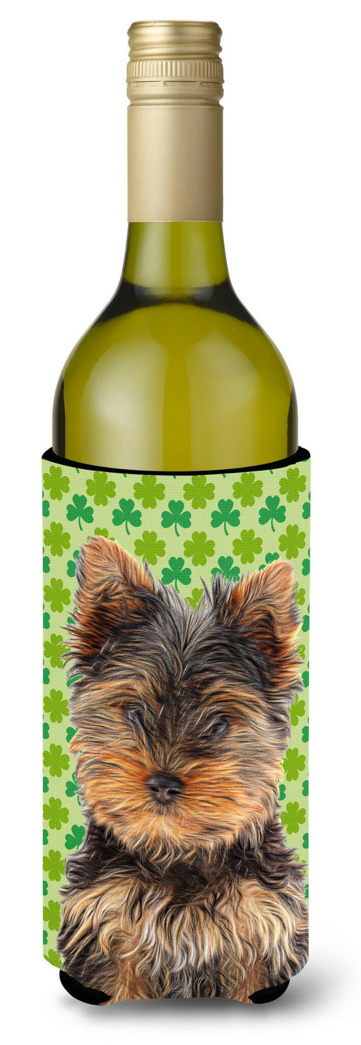 St. Patrick's Day Shamrock Yorkie Puppy / Yorkshire Terrier Wine Bottle Beverage Insulator Hugger KJ1202LITERK by Caroline's Treasures
