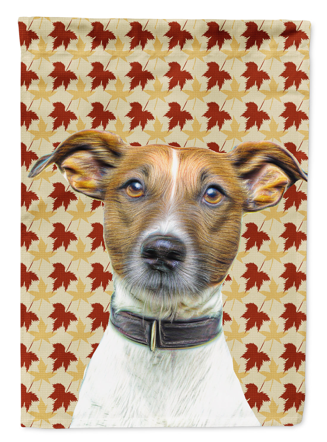 Fall Leaves Jack Russell Terrier Flag Canvas House Size KJ1204CHF  the-store.com.