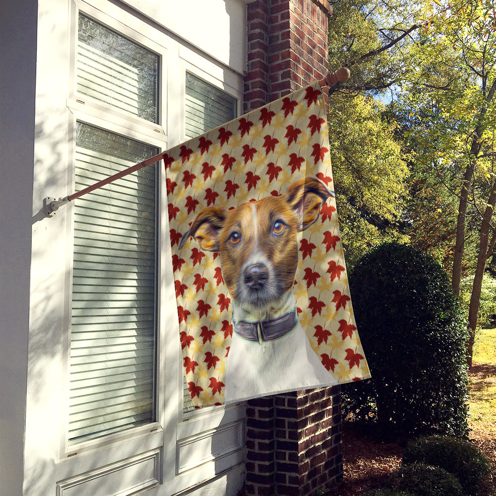 Fall Leaves Jack Russell Terrier Flag Canvas House Size KJ1204CHF  the-store.com.