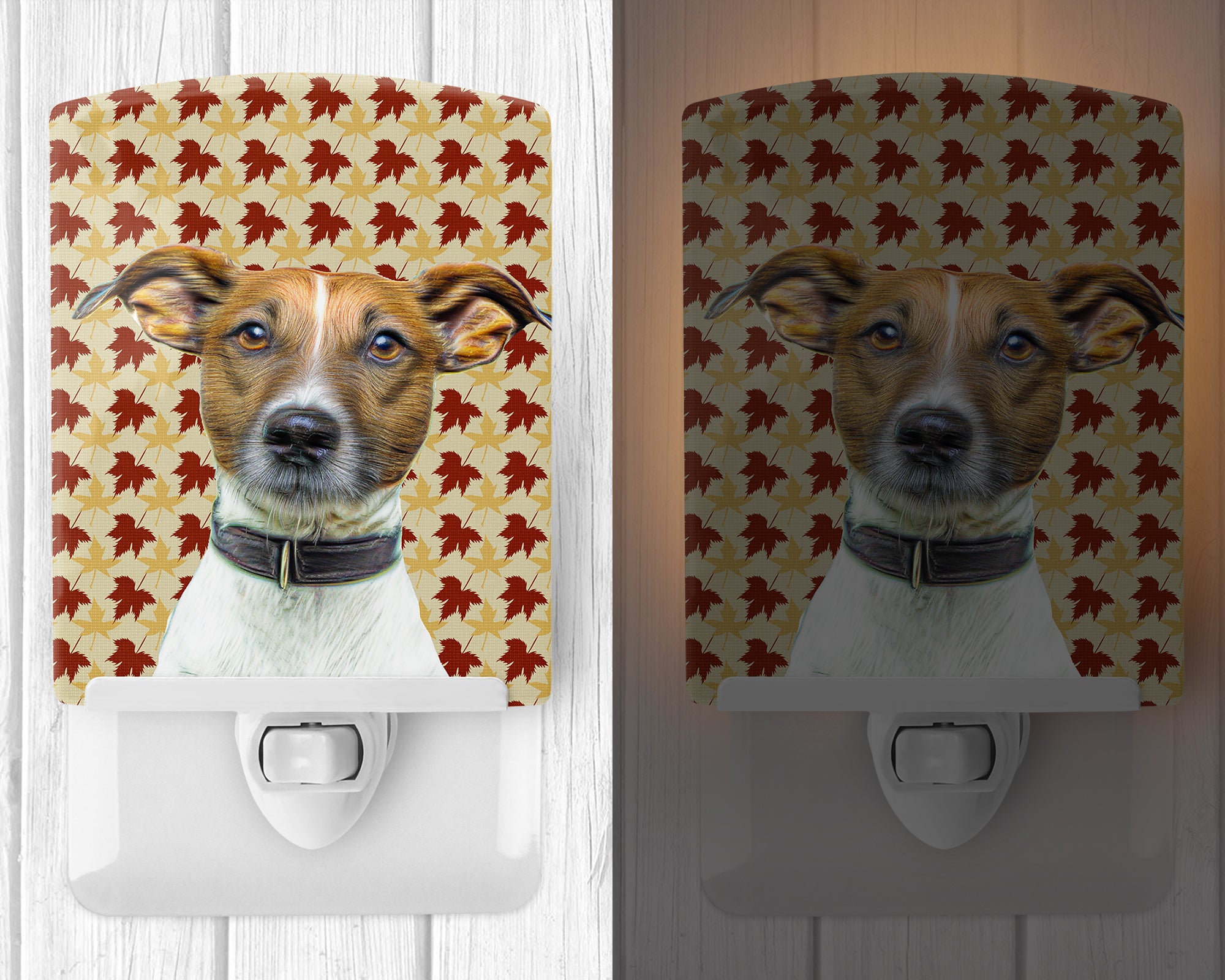 Fall Leaves Jack Russell Terrier Ceramic Night Light KJ1204CNL - the-store.com