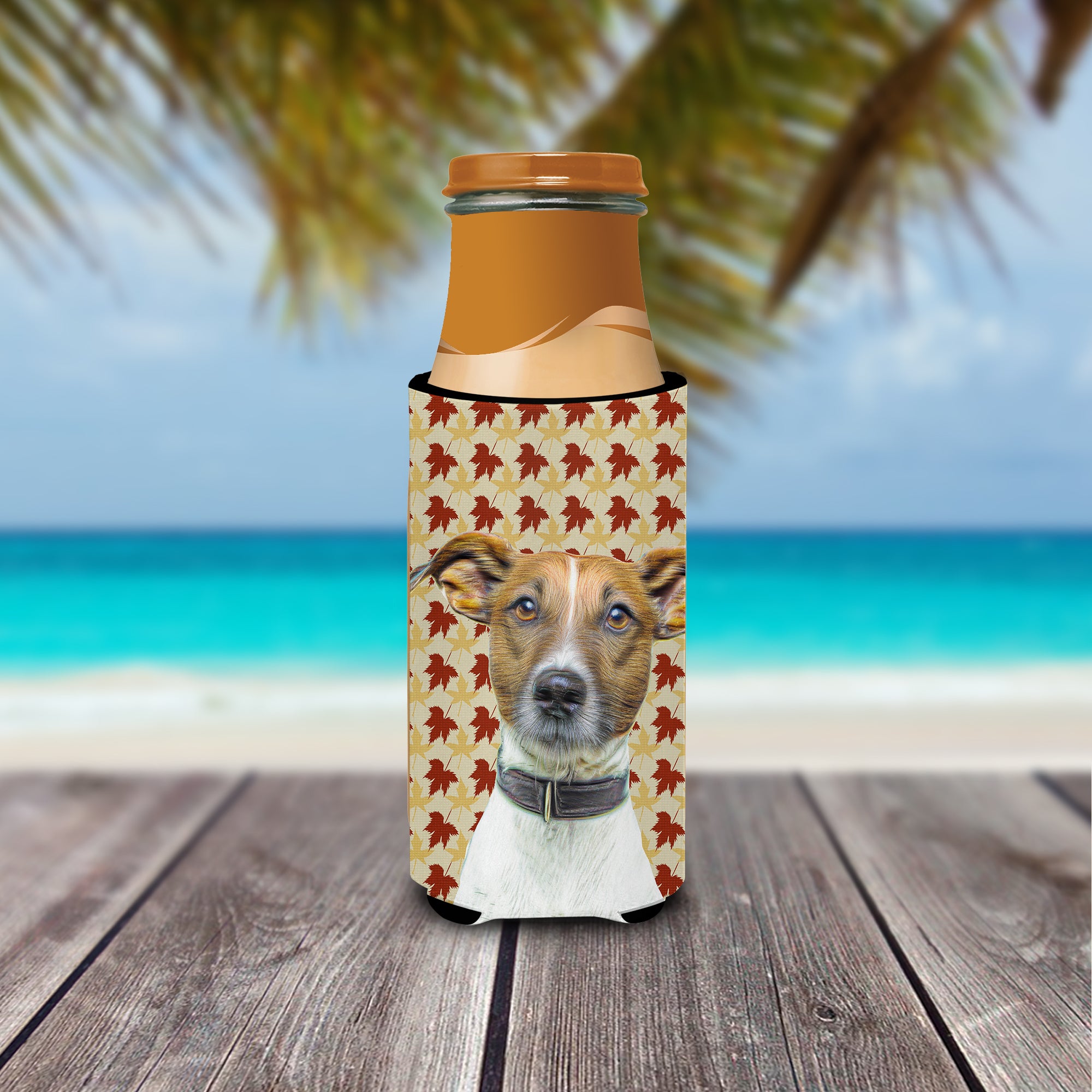 Fall Leaves Jack Russell Terrier Ultra Beverage Insulators for slim cans KJ1204MUK.