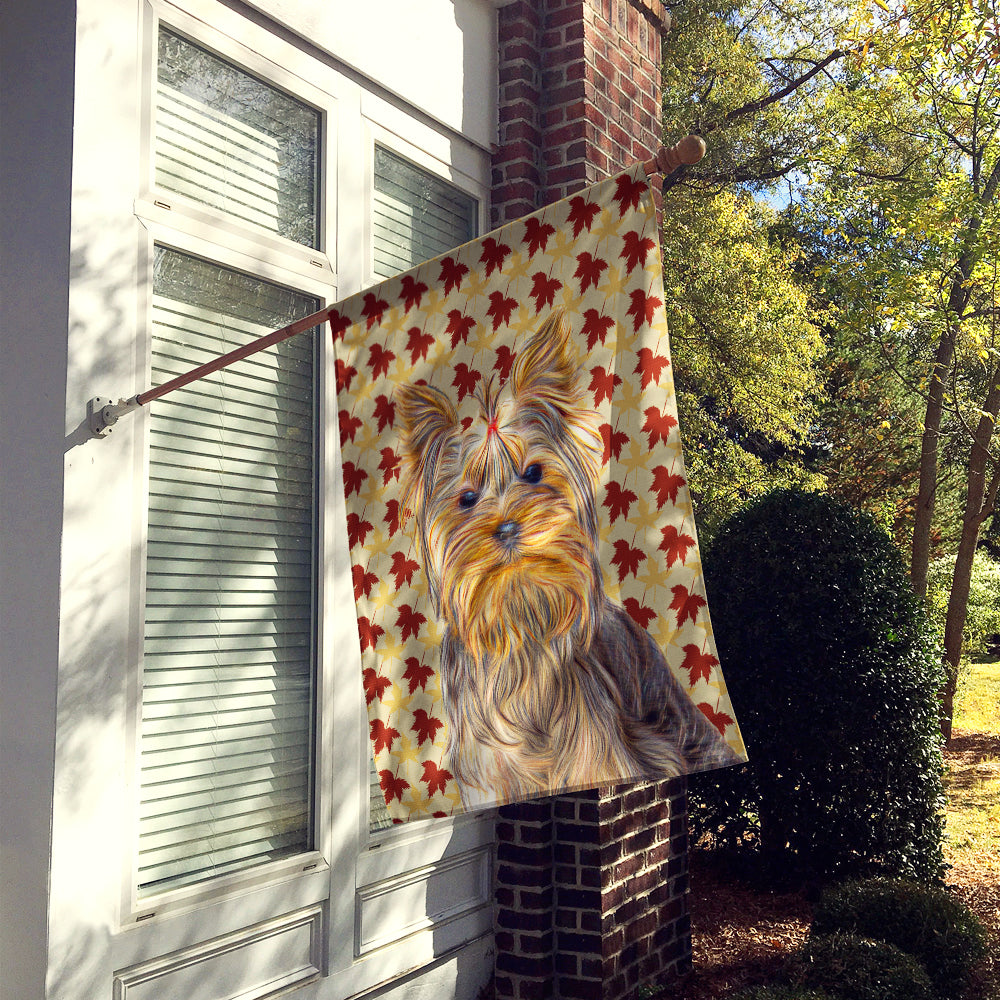 Fall Leaves Yorkie / Yorkshire Terrier Flag Canvas House Size KJ1205CHF  the-store.com.
