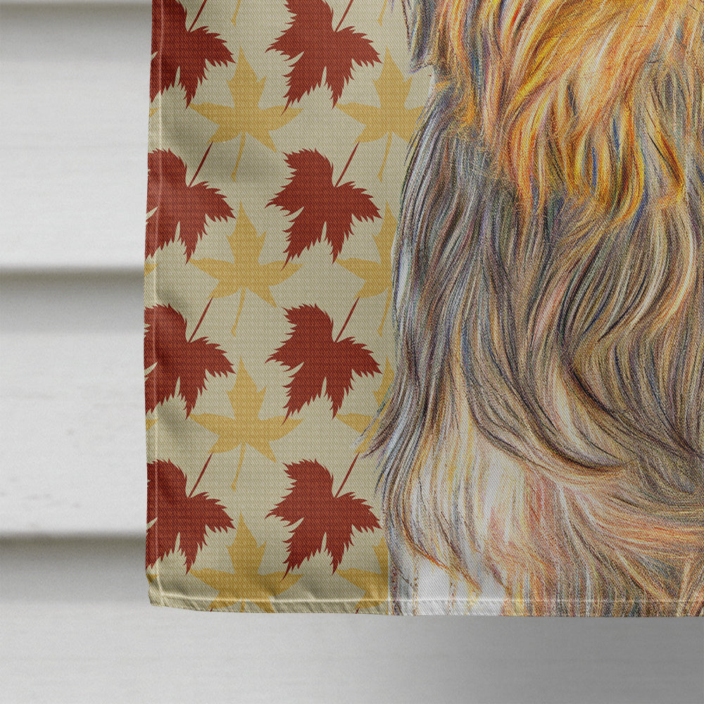 Fall Leaves Yorkie / Yorkshire Terrier Flag Canvas House Size KJ1205CHF  the-store.com.
