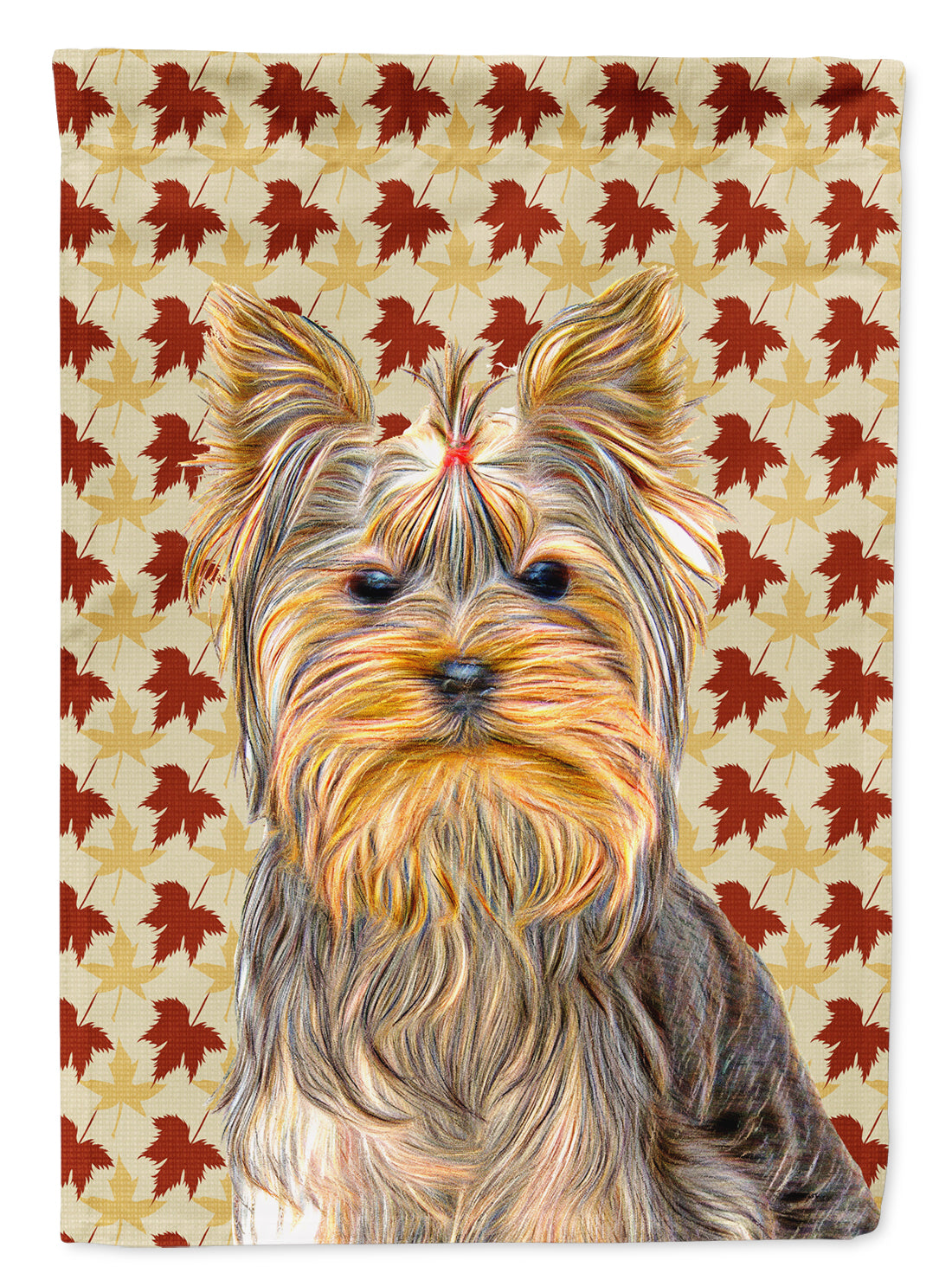 Fall Leaves Yorkie / Yorkshire Terrier Flag Canvas House Size KJ1205CHF