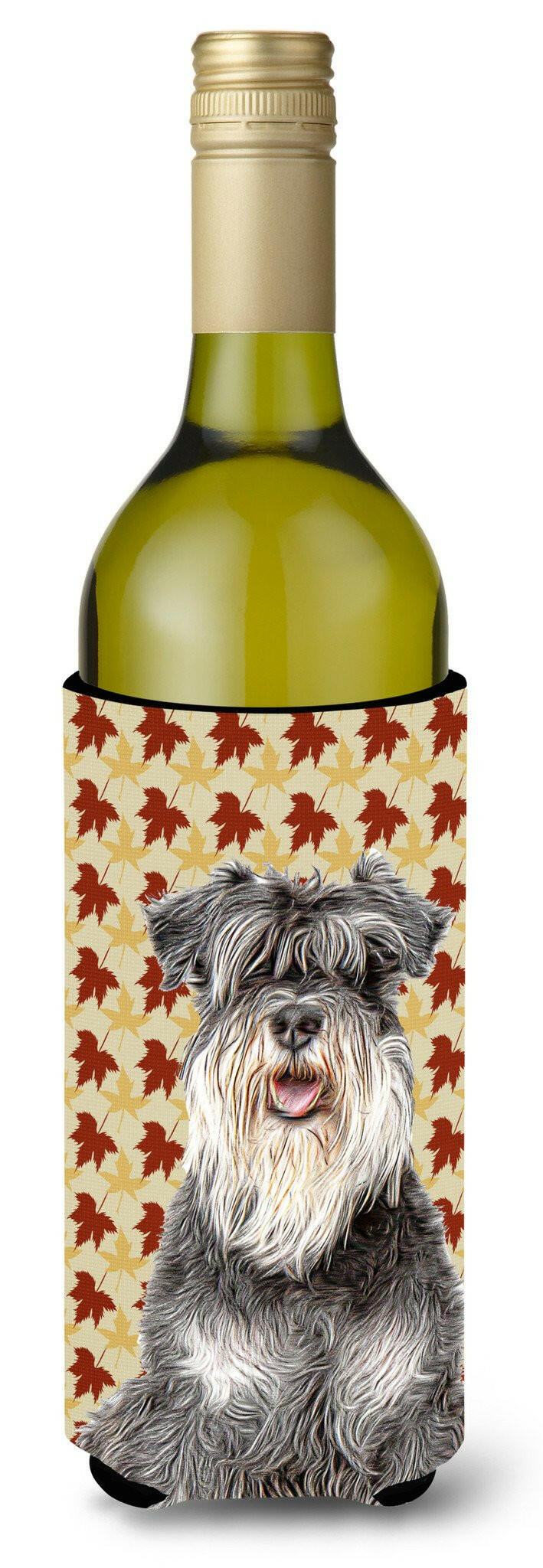 Fall Leaves Schnauzer Wine Bottle Beverage Insulator Hugger KJ1206LITERK by Caroline&#39;s Treasures