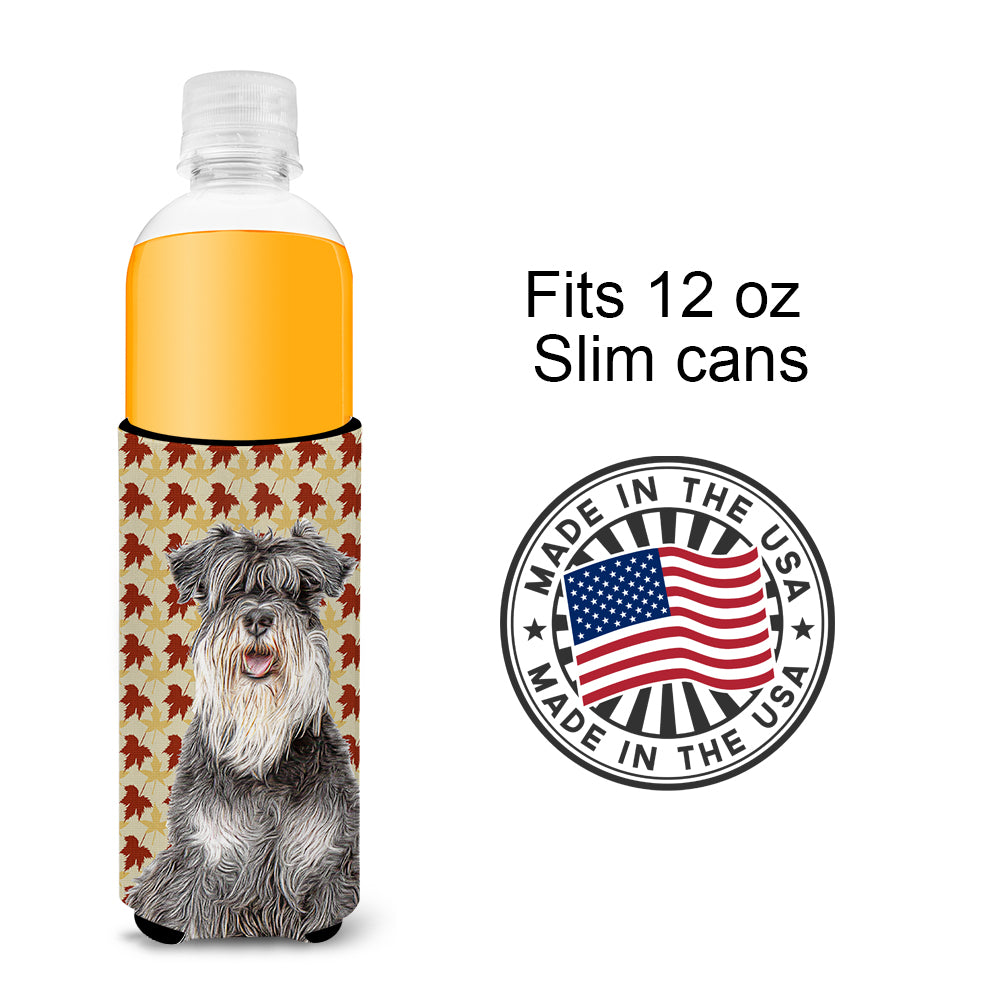 Fall Leaves Schnauzer Ultra Beverage Insulators for slim cans KJ1206MUK.