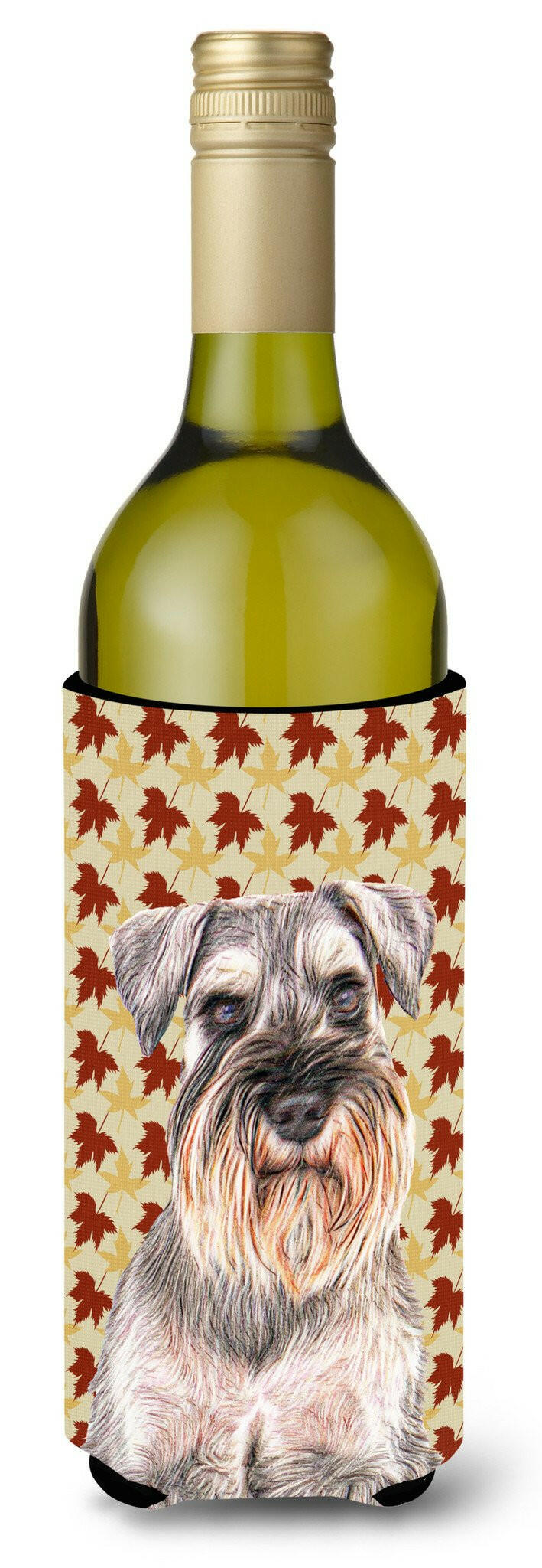 Fall Leaves Schnauzer Wine Bottle Beverage Insulator Hugger KJ1207LITERK by Caroline&#39;s Treasures
