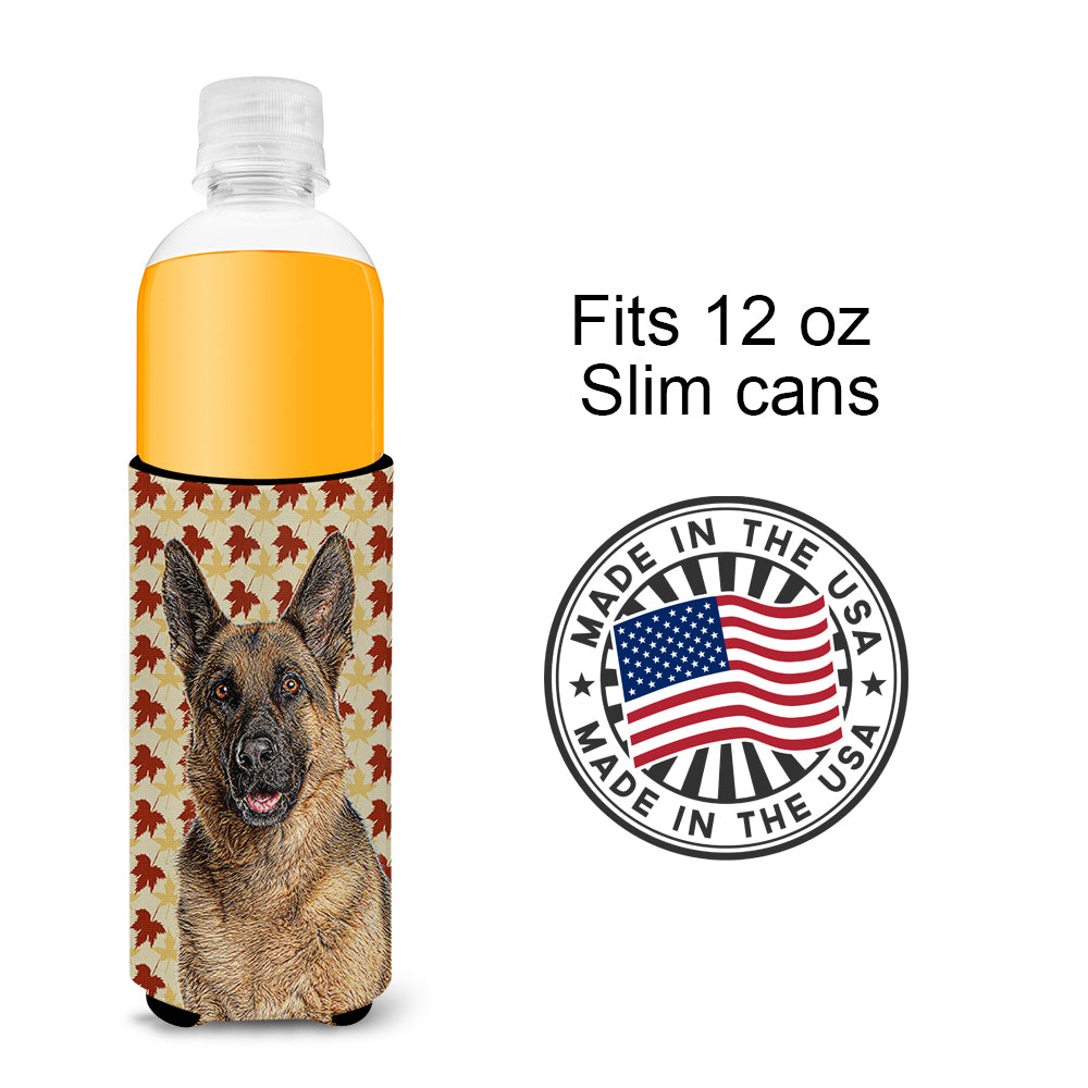 Fall Leaves German Shepherd Ultra Beverage Insulators for slim cans KJ1208MUK.