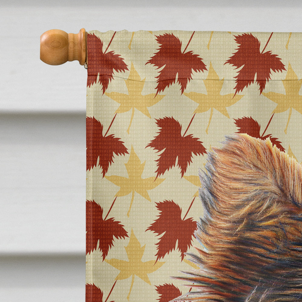 Fall Leaves Yorkie Puppy / Yorkshire Terrier Flag Canvas House Size KJ1209CHF  the-store.com.