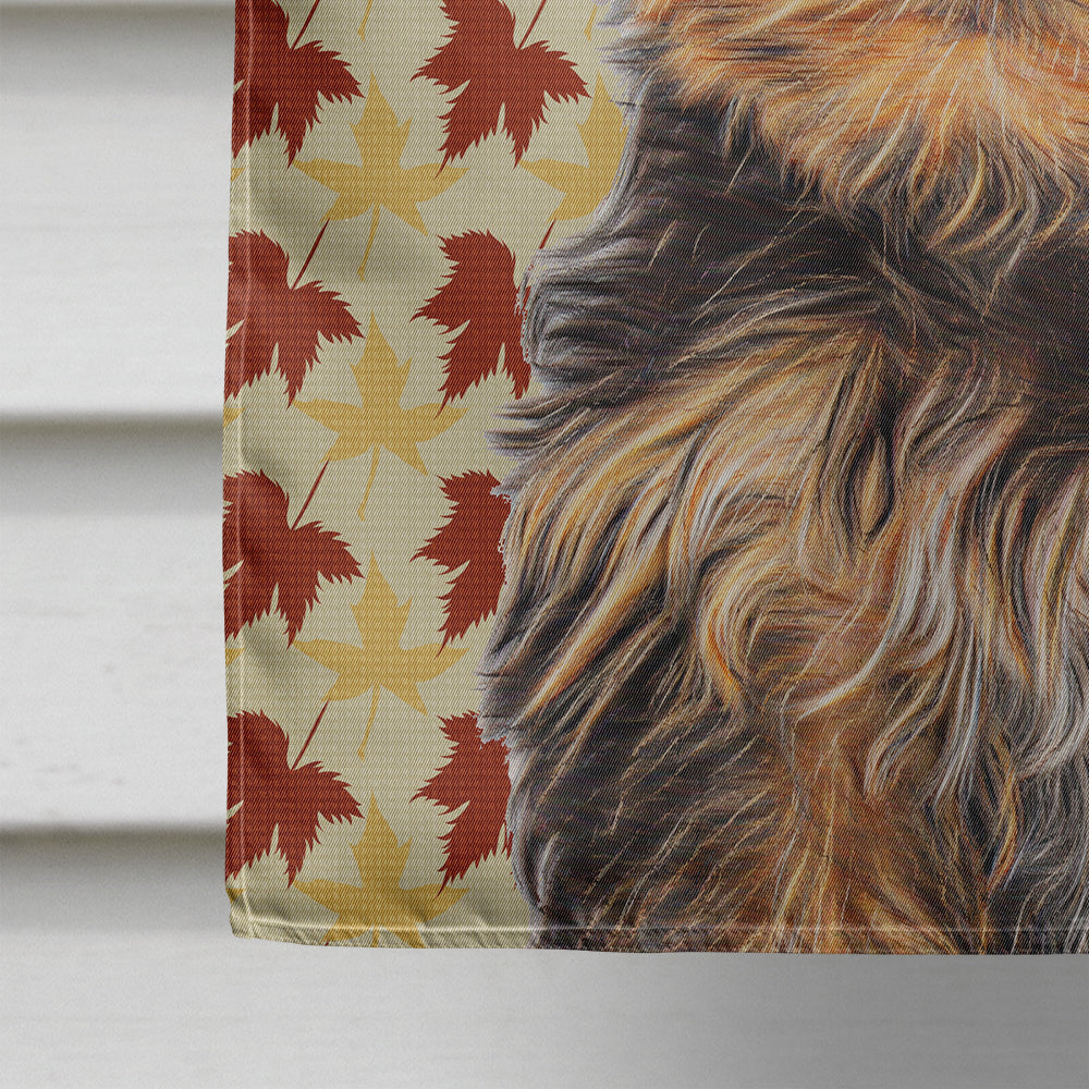 Fall Leaves Yorkie Puppy / Yorkshire Terrier Flag Canvas House Size KJ1209CHF