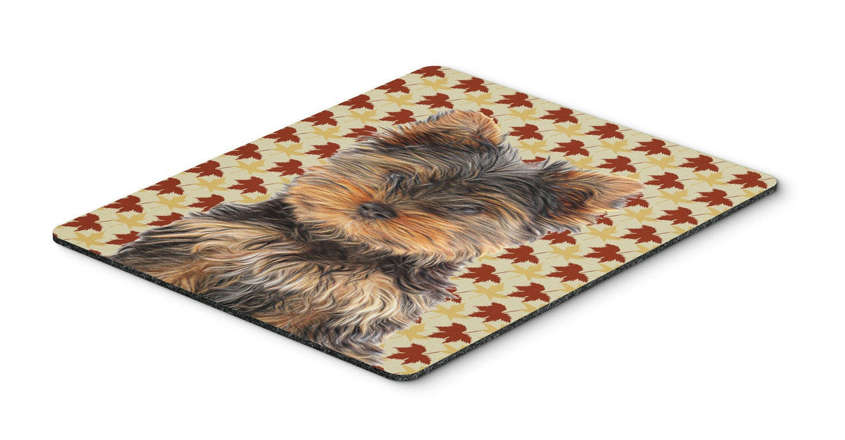 Fall Leaves Yorkie Puppy / Yorkshire Terrier Mouse Pad, Hot Pad or Trivet KJ1209MP by Caroline&#39;s Treasures