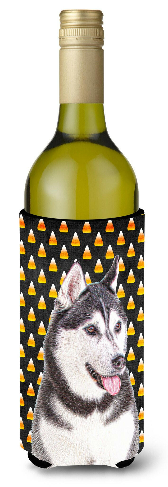 Candy Corn Halloween Alaskan Malamute Wine Bottle Beverage Insulator Hugger KJ1210LITERK by Caroline&#39;s Treasures