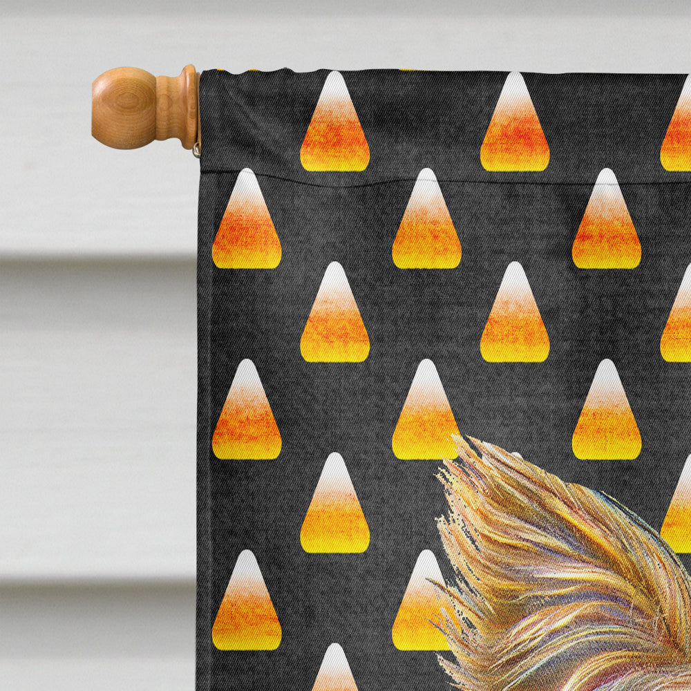 Candy Corn Halloween Yorkie / Yorkshire Terrier Flag Canvas House Size KJ1212CHF  the-store.com.