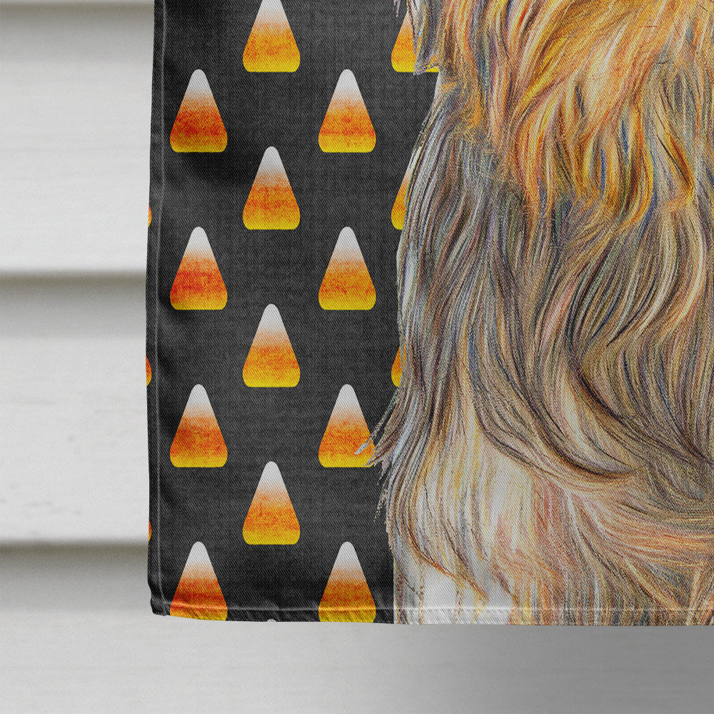 Candy Corn Halloween Yorkie / Yorkshire Terrier Flag Canvas House Size KJ1212CHF  the-store.com.