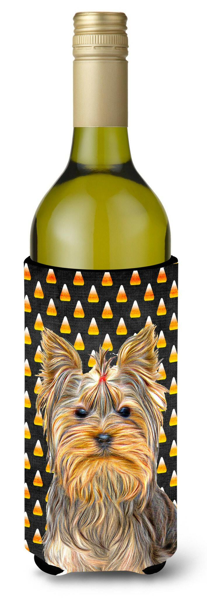 Candy Corn Halloween Yorkie / Yorkshire Terrier Wine Bottle Beverage Insulator Hugger KJ1212LITERK by Caroline&#39;s Treasures