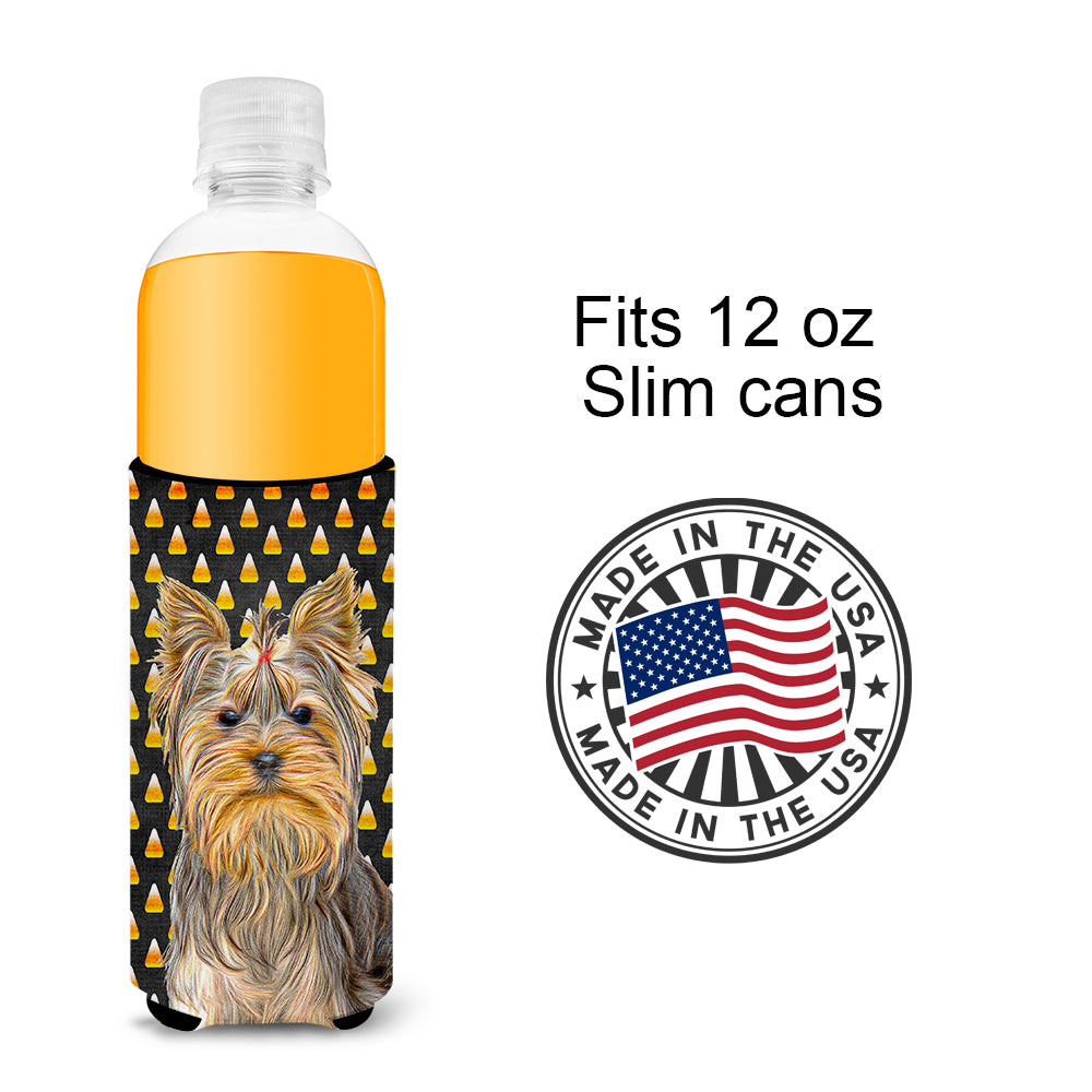 Candy Corn Halloween Yorkie / Yorkshire Terrier Ultra Beverage Insulators for slim cans KJ1212MUK.