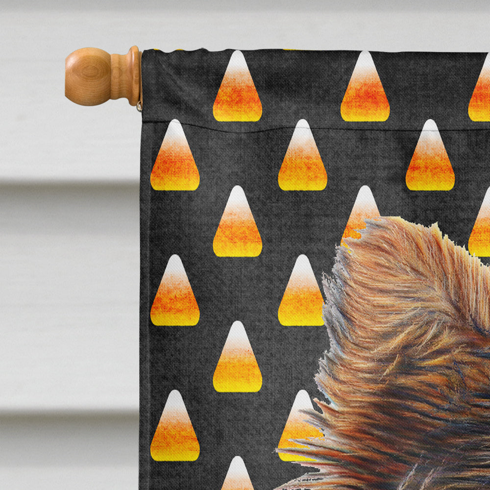 Candy Corn Halloween Yorkie Puppy / Yorkshire Terrier Flag Canvas House Size KJ1216CHF  the-store.com.