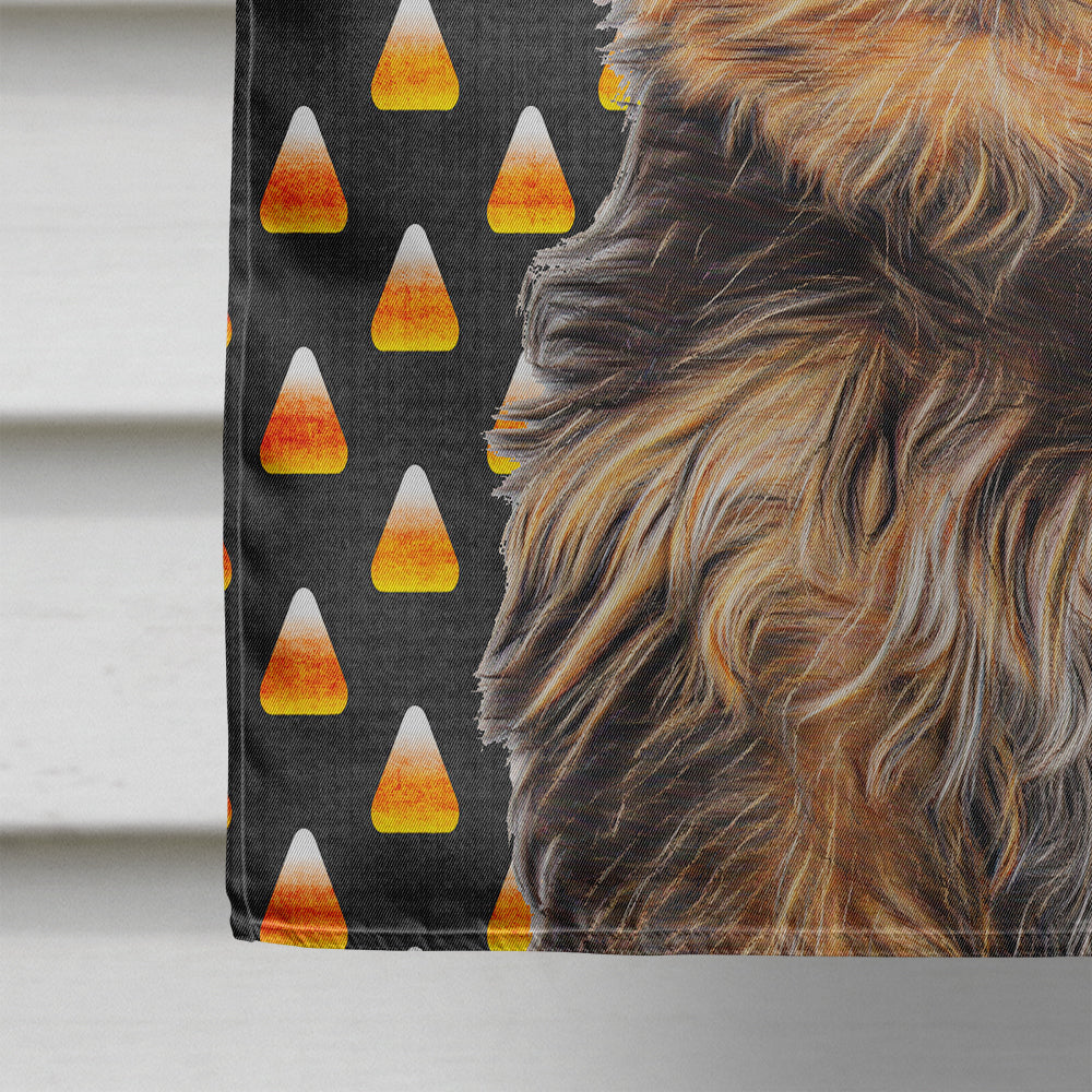 Candy Corn Halloween Yorkie Puppy / Yorkshire Terrier Flag Canvas House Size KJ1216CHF  the-store.com.