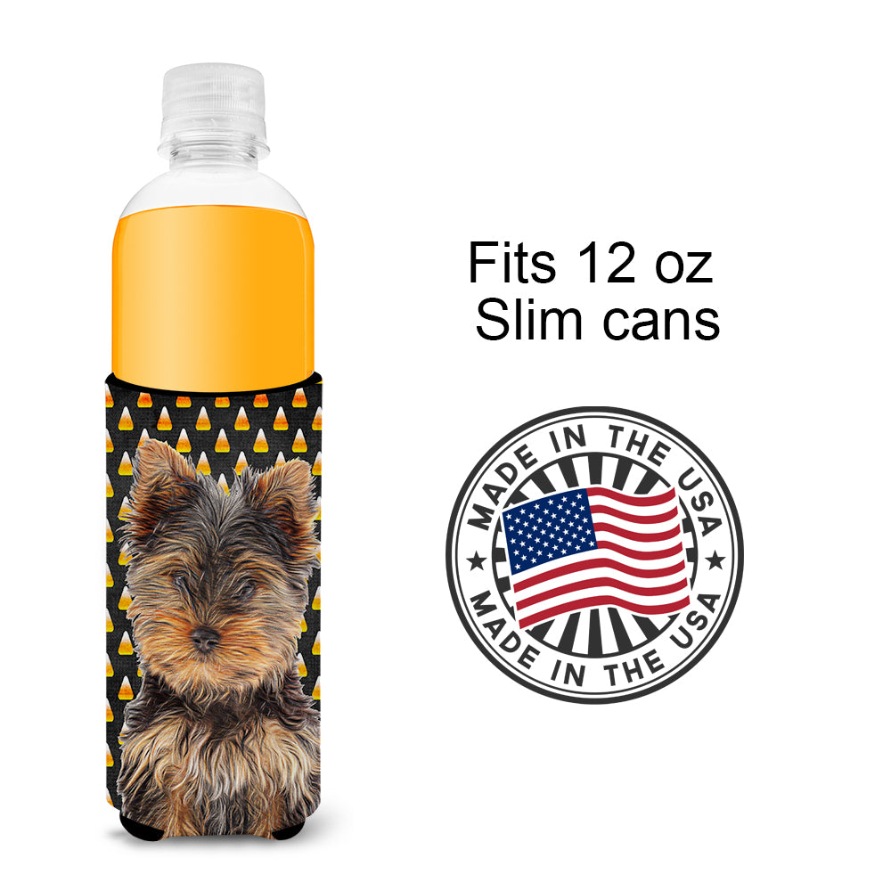 Candy Corn Halloween Yorkie Puppy / Yorkshire Terrier Ultra Beverage Insulators for slim cans KJ1216MUK.