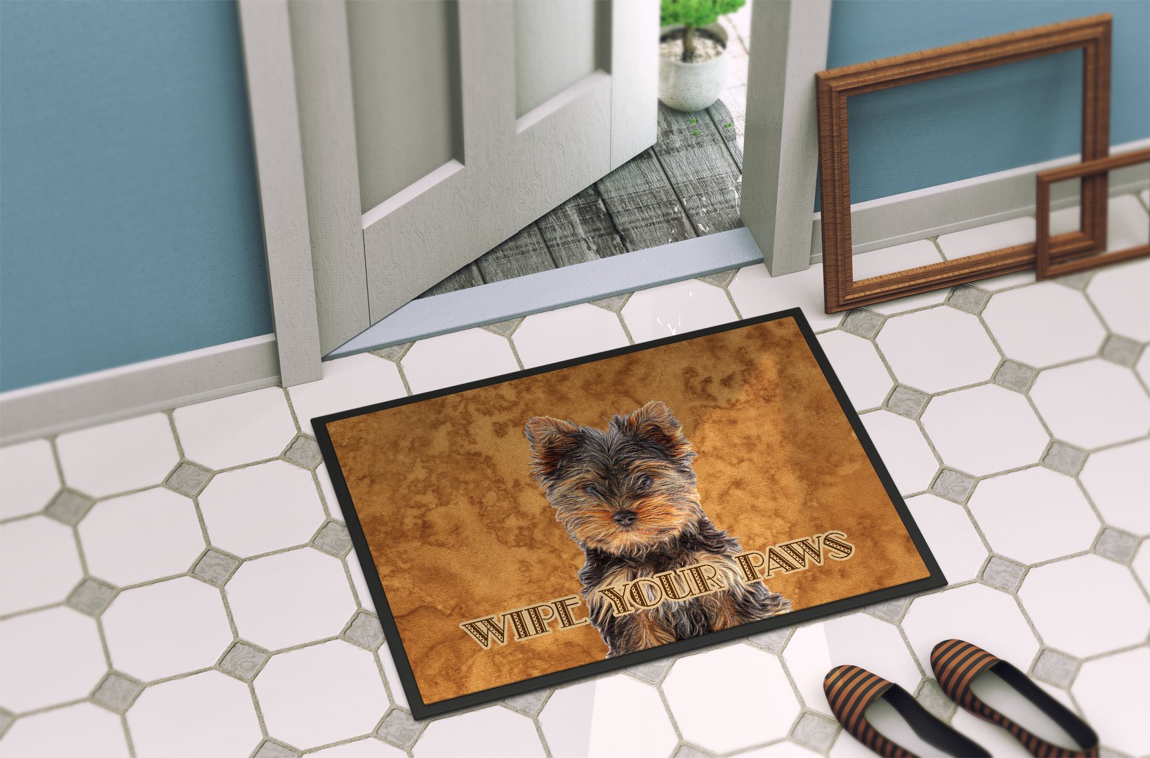 Yorkie Puppy / Yorkshire Terrier Wipe your Paws Indoor or Outdoor Mat 24x36 KJ1223JMAT by Caroline's Treasures