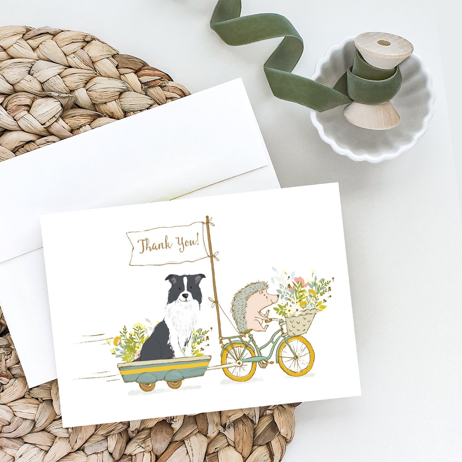 Border Collie Black and White Greeting Cards and Envelopes Pack of 8 - the-store.com