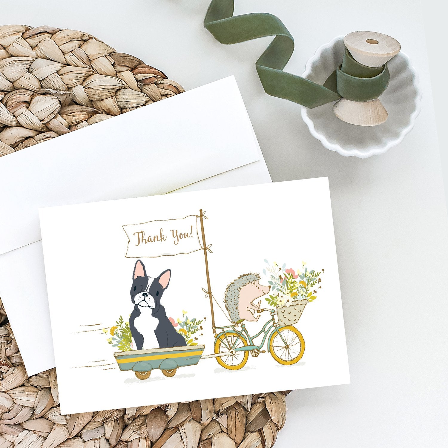 Buy this Boston Terrier Black and White Greeting Cards and Envelopes Pack of 8