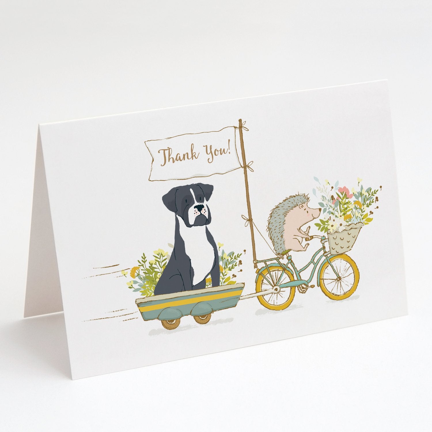 Buy this Boxer Black Natural Ears Greeting Cards and Envelopes Pack of 8