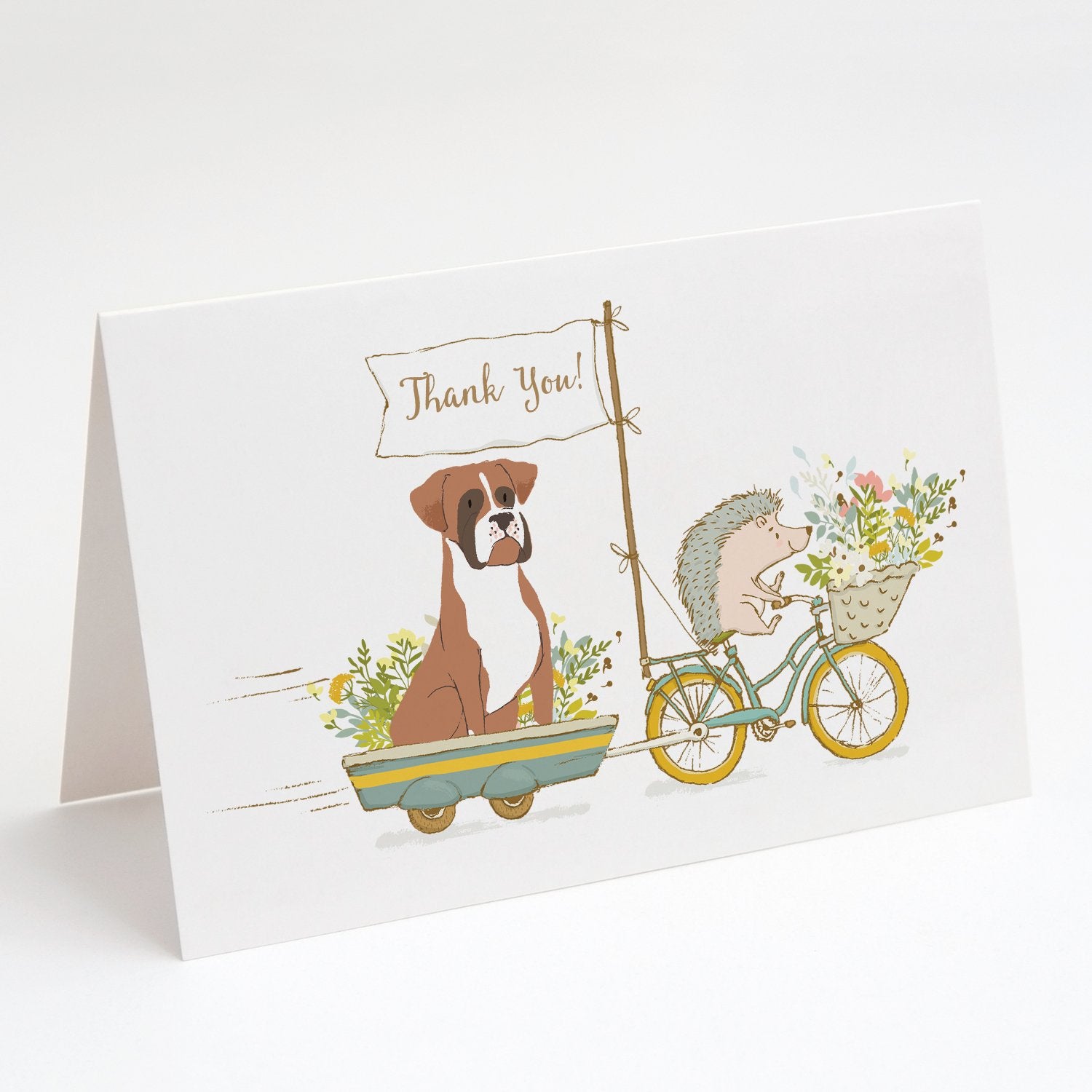Buy this Boxer Flashy Fawn Natural Ears Greeting Cards and Envelopes Pack of 8