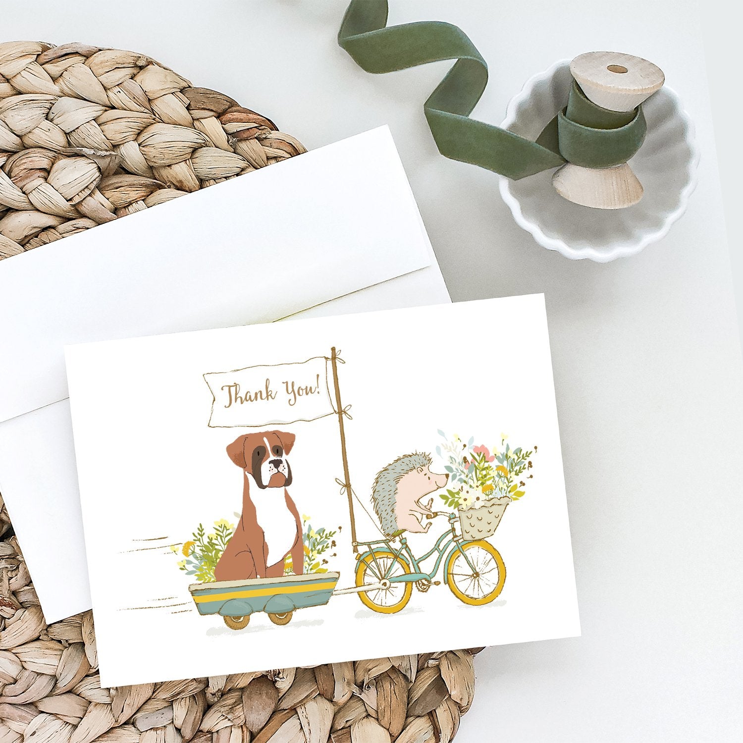 Boxer Flashy Fawn Natural Ears Greeting Cards and Envelopes Pack of 8 - the-store.com