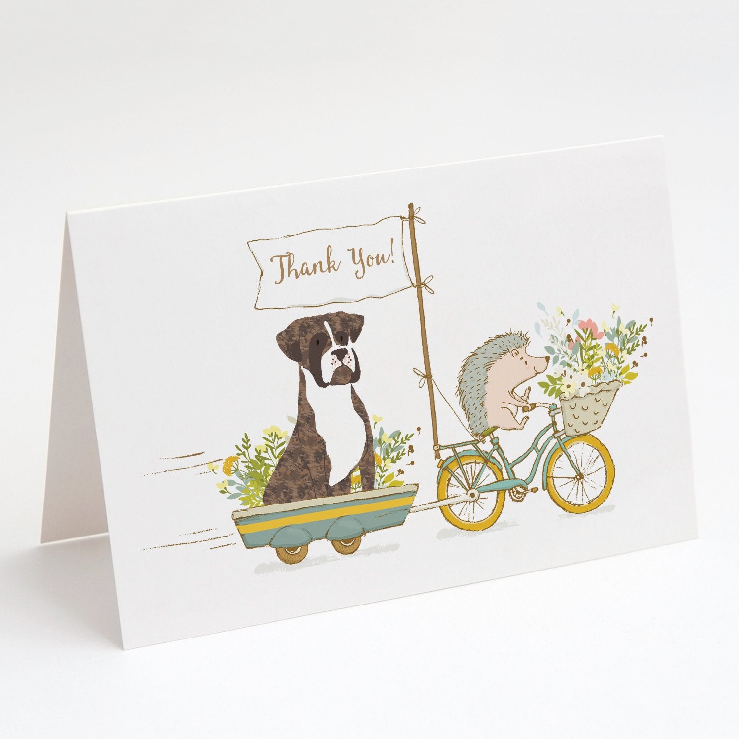 Buy this Boxer Brindle White Natural Ears Greeting Cards and Envelopes Pack of 8