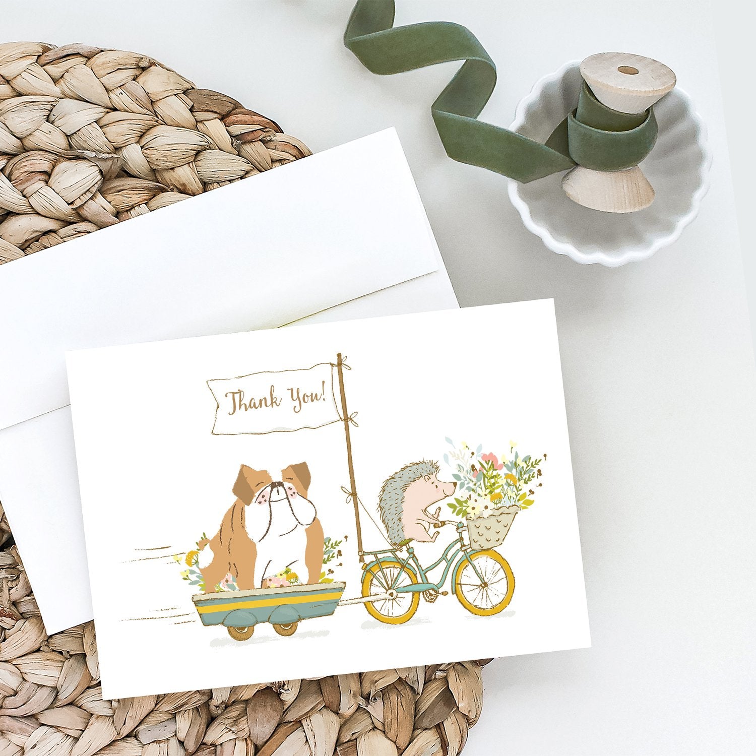 English Bulldog Fawn Greeting Cards and Envelopes Pack of 8 - the-store.com