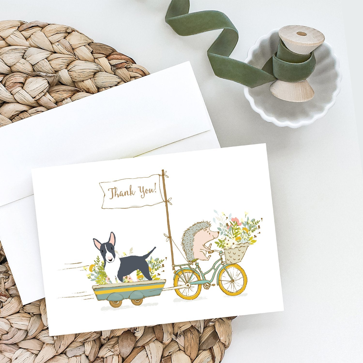 Bull Terrier Black and White Greeting Cards and Envelopes Pack of 8 - the-store.com