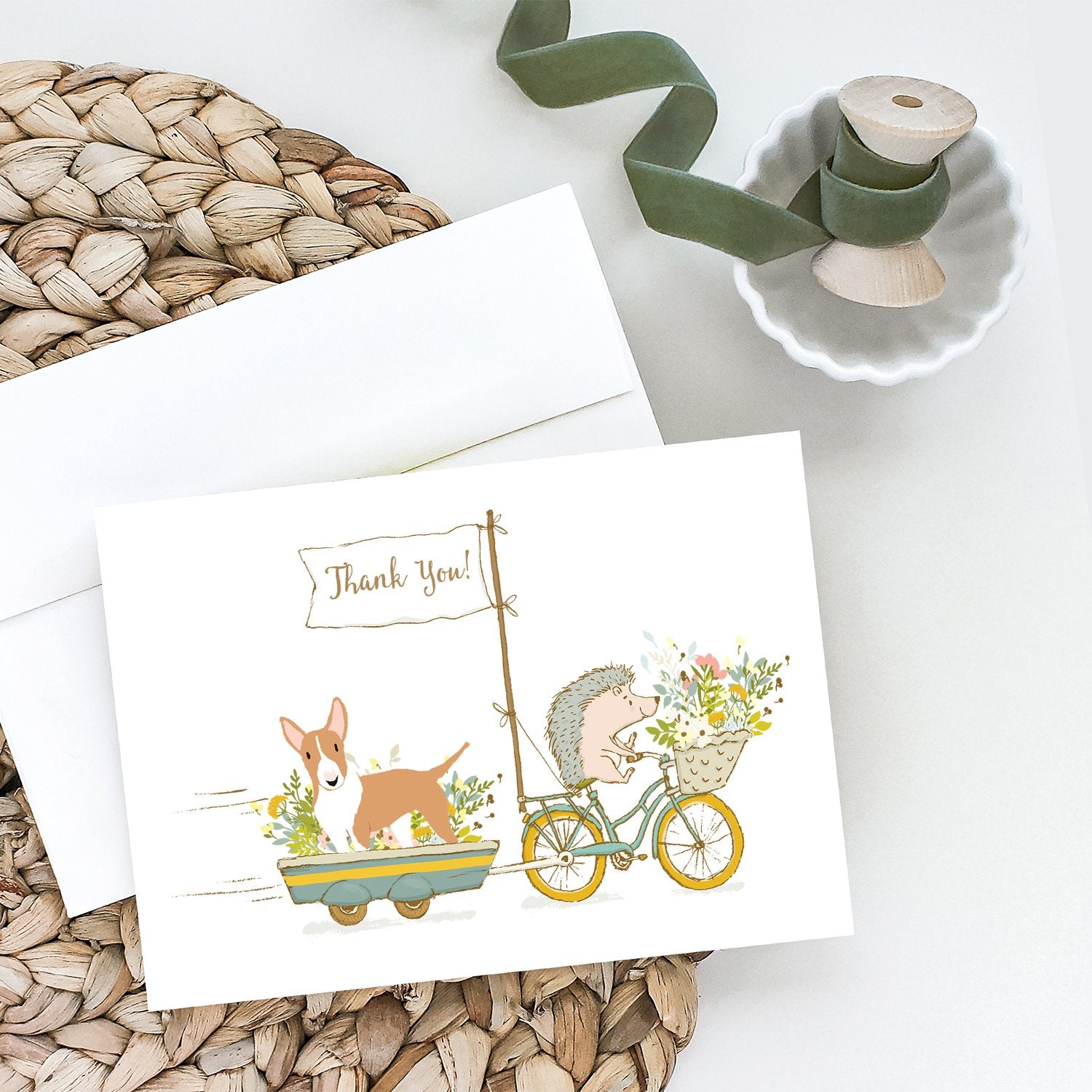 Bull Terrier Brown and White Greeting Cards and Envelopes Pack of 8 - the-store.com