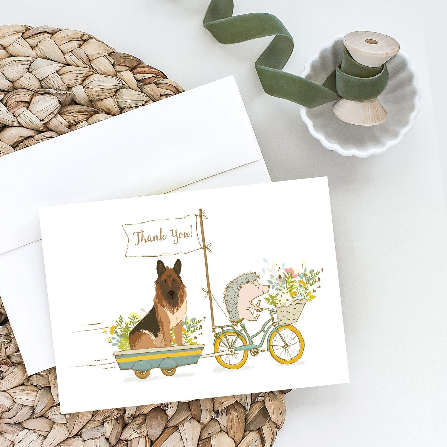German Shepherd Plush Greeting Cards and Envelopes Pack of 8 - the-store.com