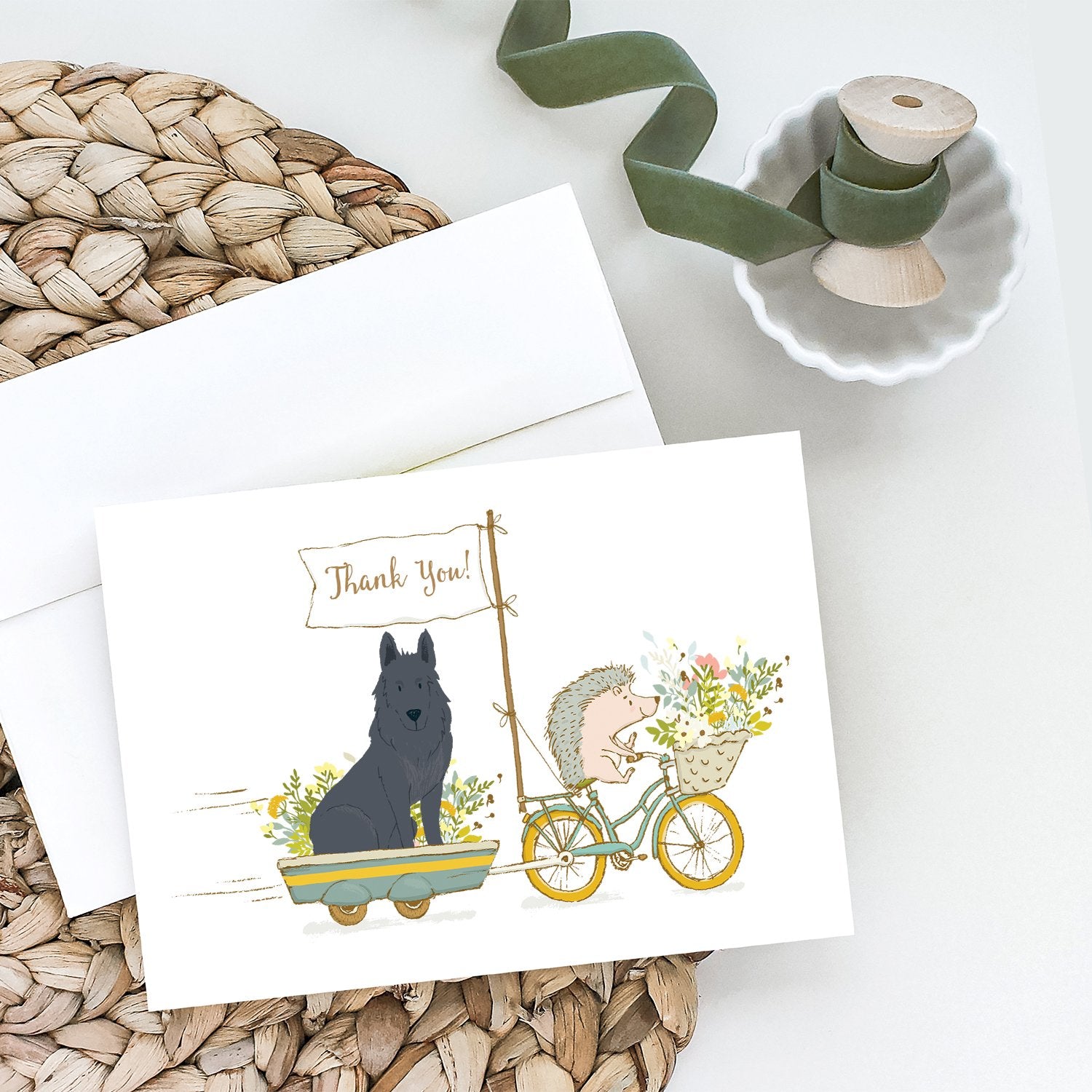German Shepherd Black Greeting Cards and Envelopes Pack of 8 - the-store.com