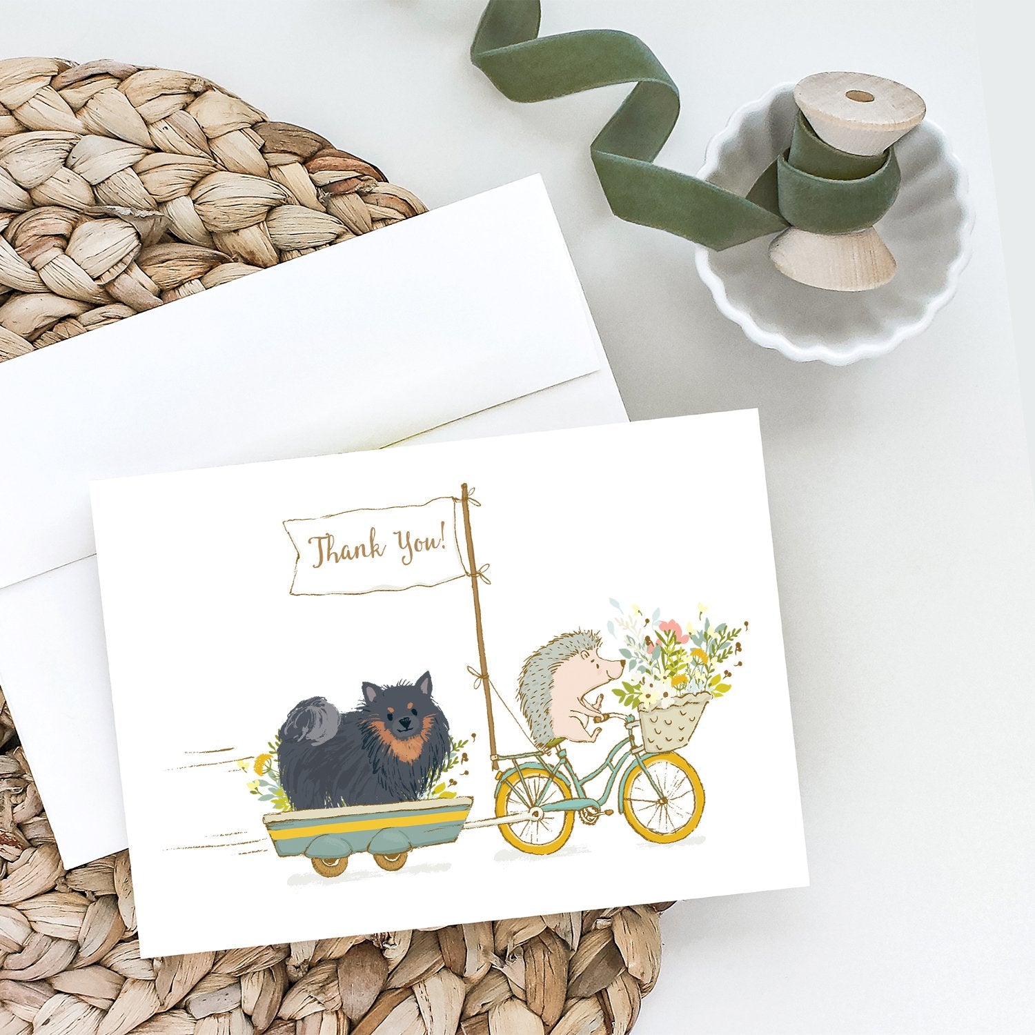 Pomeranian Black and Tan Greeting Cards and Envelopes Pack of 8 - the-store.com