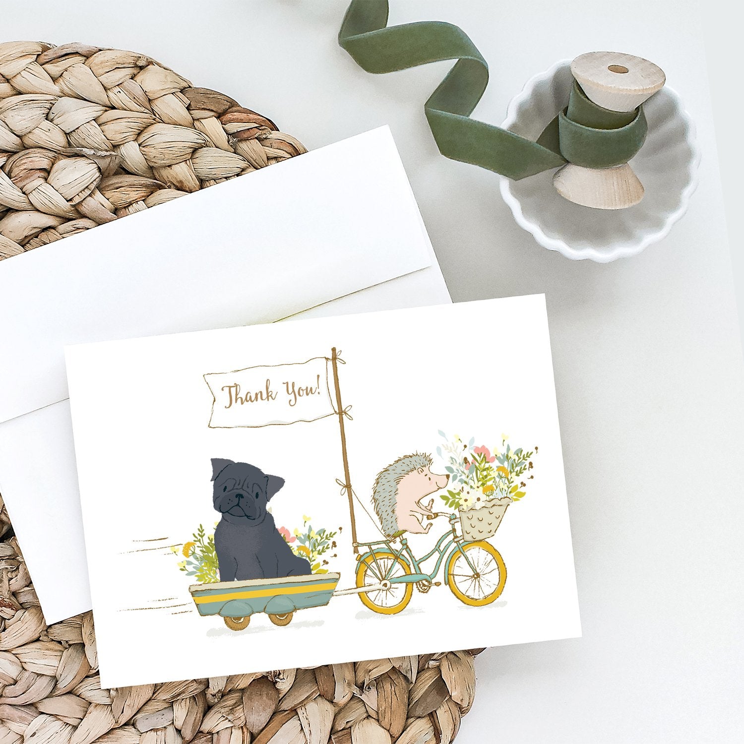 Buy this Pug Black Greeting Cards and Envelopes Pack of 8