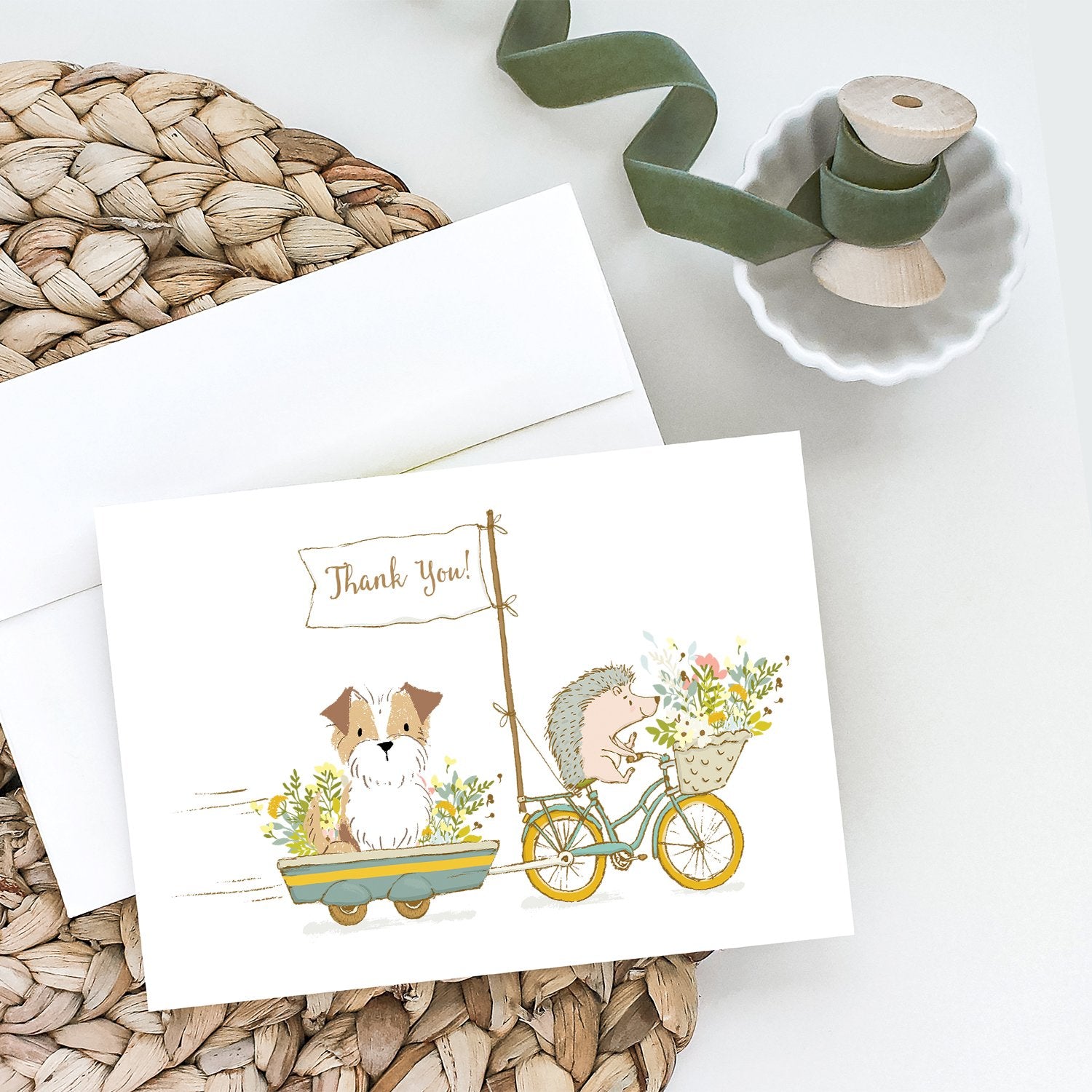 Terrier Brown and White Greeting Cards and Envelopes Pack of 8 - the-store.com