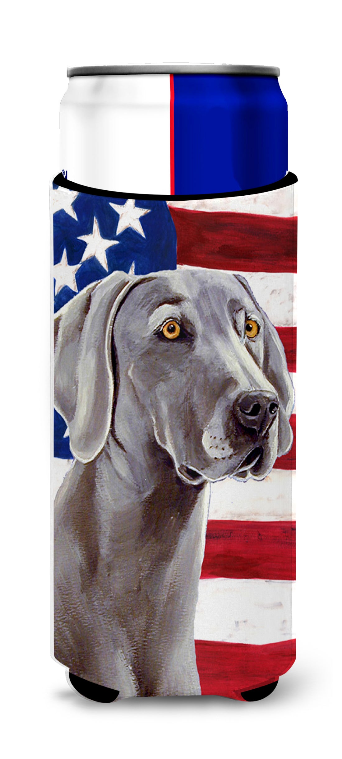 USA American Flag with Weimaraner Ultra Beverage Insulators for slim cans LH9001MUK