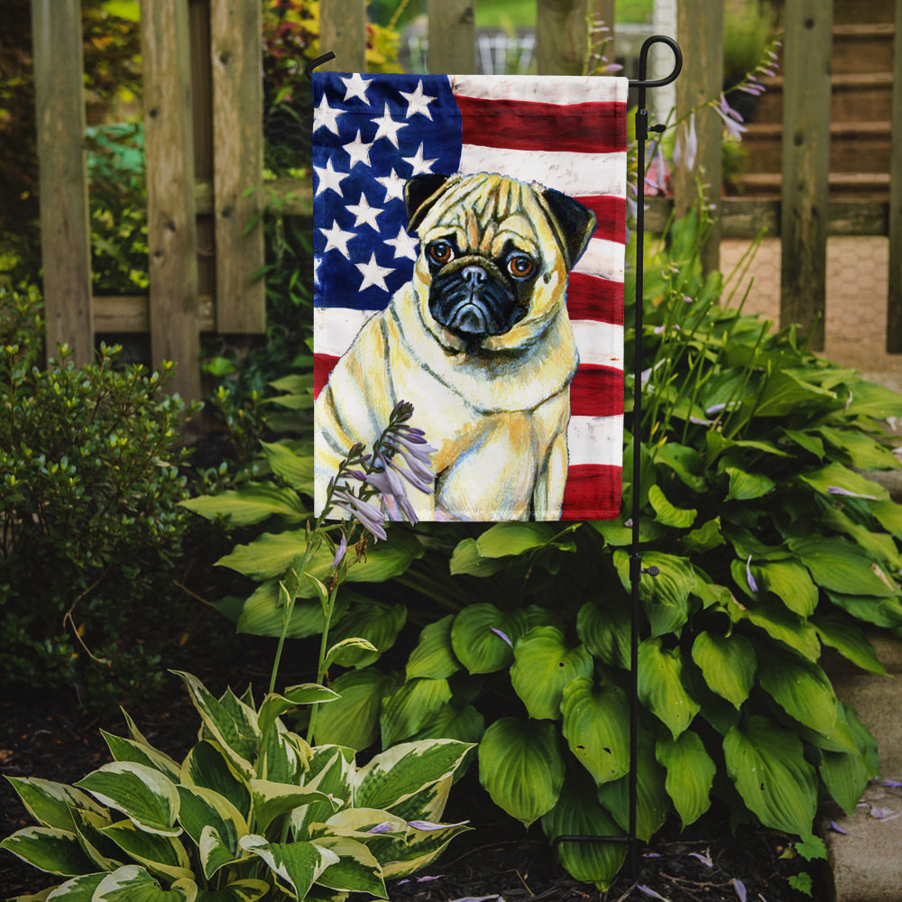 USA American Flag with Pug Flag Garden Size.