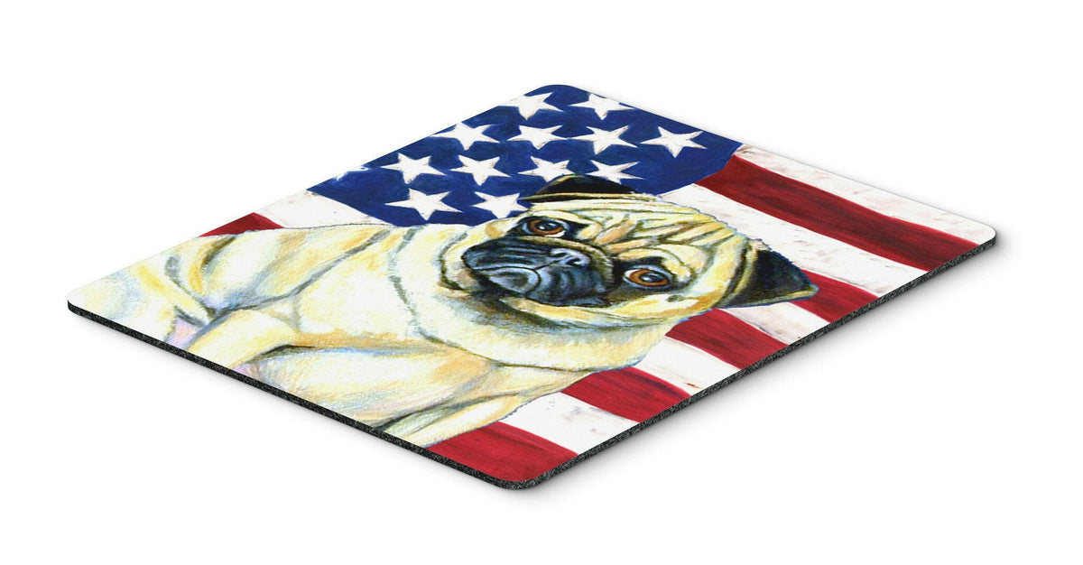 USA American Flag with Pug Mouse Pad, Hot Pad or Trivet by Caroline&#39;s Treasures