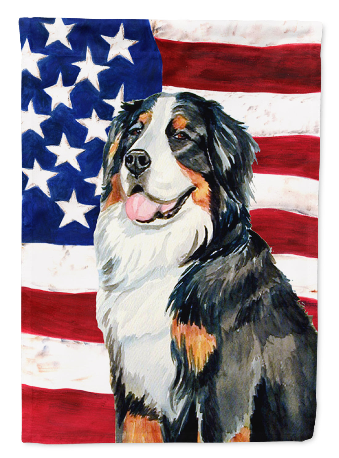 USA American Flag with Bernese Mountain Dog Flag Canvas House Size