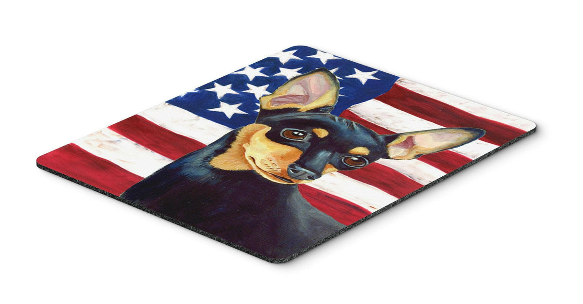 USA American Flag with Min Pin Mouse Pad, Hot Pad or Trivet by Caroline&#39;s Treasures